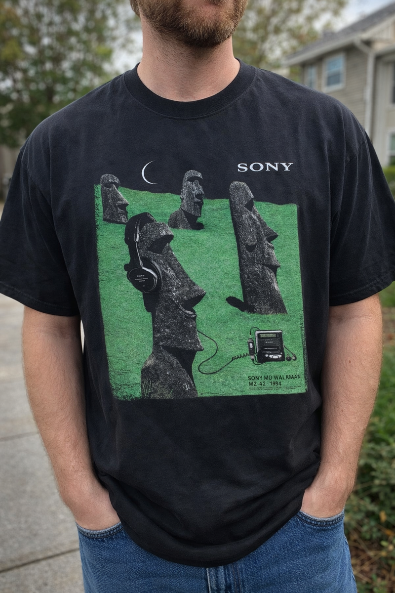 Vintage MiniDisc Player Easter Island 1994 Graphic T-Shirt | Retro 90s Music Tee S–5XL
